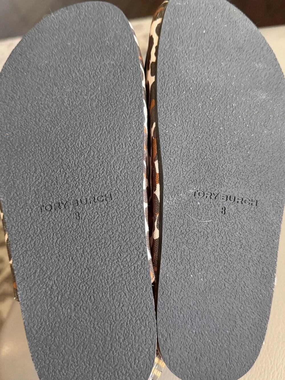 Tory Burch Brown Leopard Print Slip-On Mules with Black Trim